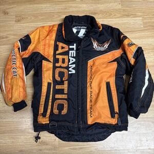 Arcticwear by Arctic Cat Youth kid size C8 snowmobile jacket, team racing Orange
